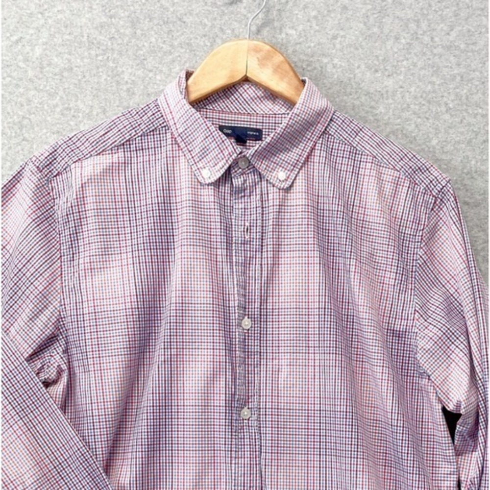 Gap Shirt Mens Large Red Plaid Casual Work Shirt Officecore Casual‎ Button Up
